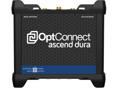 Front facing image of the OptConnect ascend dura industrial router