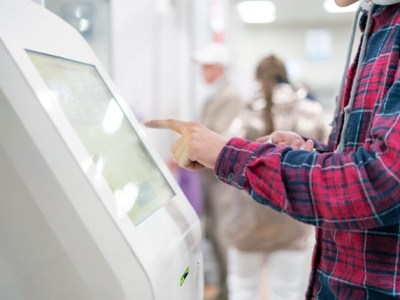 A kiosk, connected with OptConnect's managed solution.