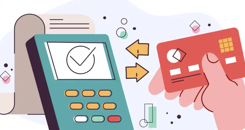 retail POS systems (illustration of a credit card and point-of-sale system)