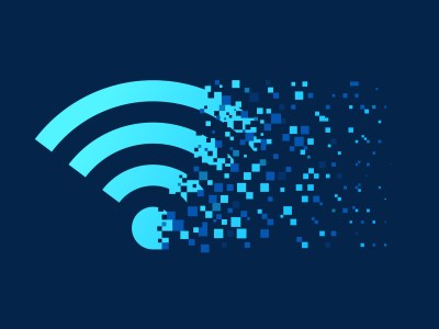 weak Wi-Fi internet connectivity, illustration of pixels disintegrating