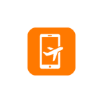 Mobile device with airplane symbol representing travel and connectivity solutions.